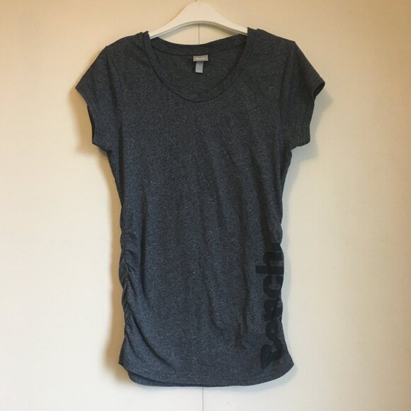 Bench Grey Heathered Ruched Side 100% Cotton Workout Tee - Picture 1 of 16